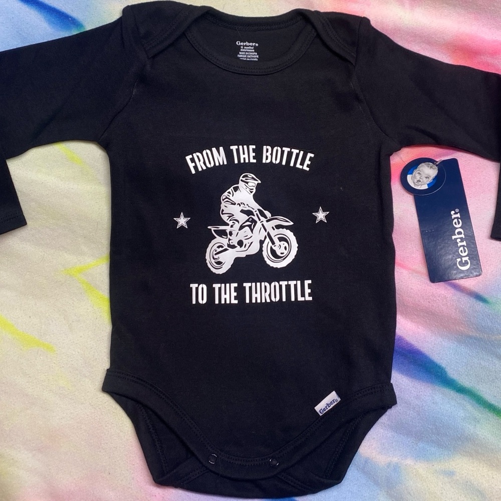 Gerber Black Bodysuit with Motorcycle Design